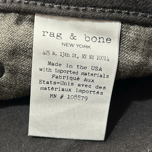 RAG & BONE Wiley Capri Black Skinny Raw Step Hem Cut 17364 Style W1526O377 sz 29 - Picture 9 of 9